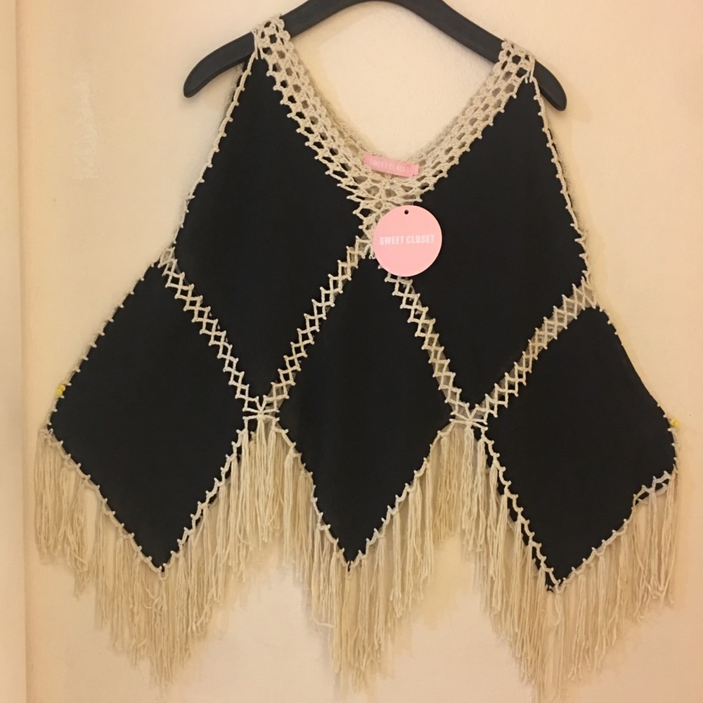 Brown Fringed Blouse